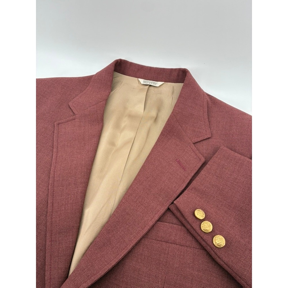 VNTG 80's Cambridge Classics Mervyns Red Hopsack Sports Coat 40L University Gold